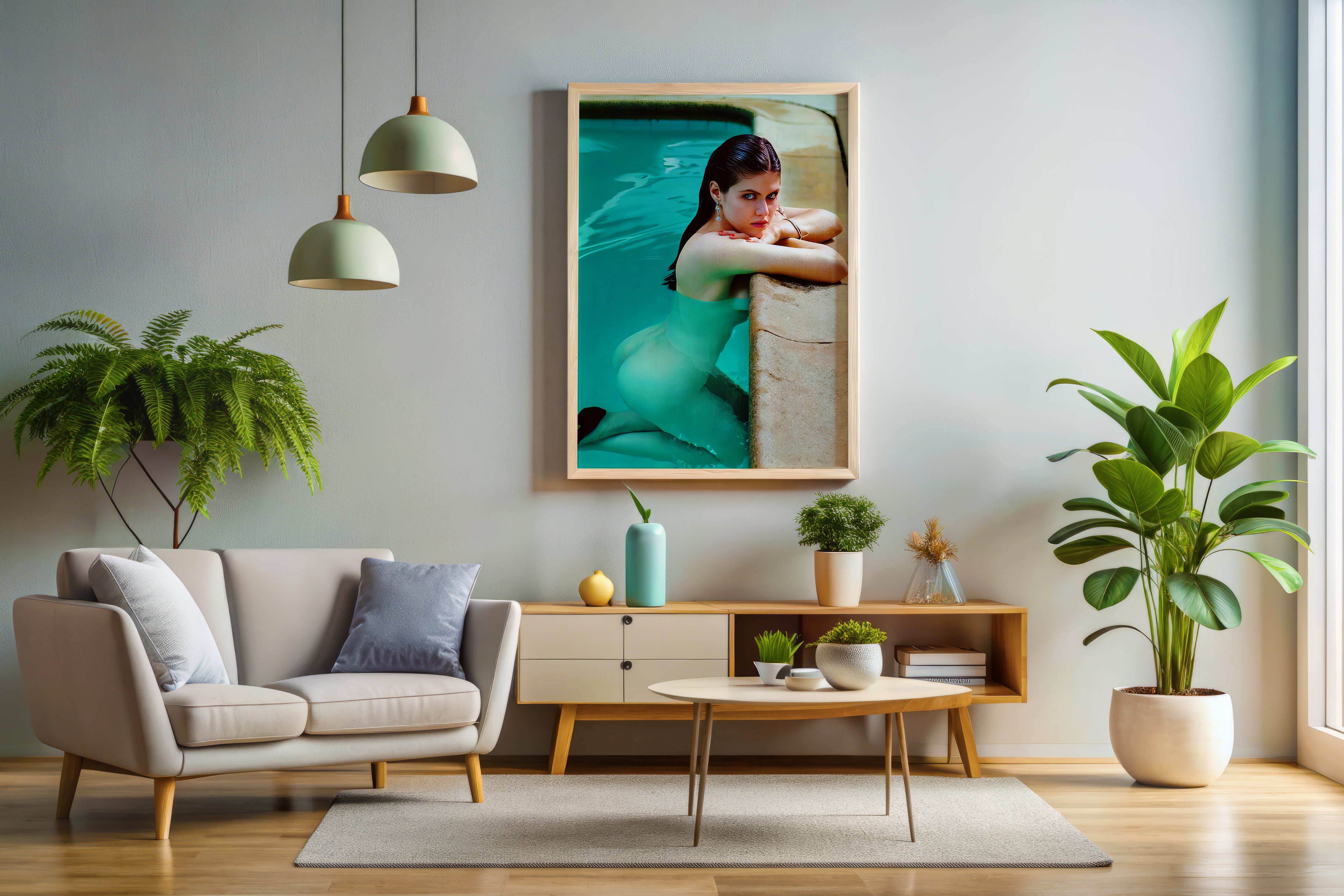 Alexandra Daddario Pool Poster or Canvas Wall Art sexy print